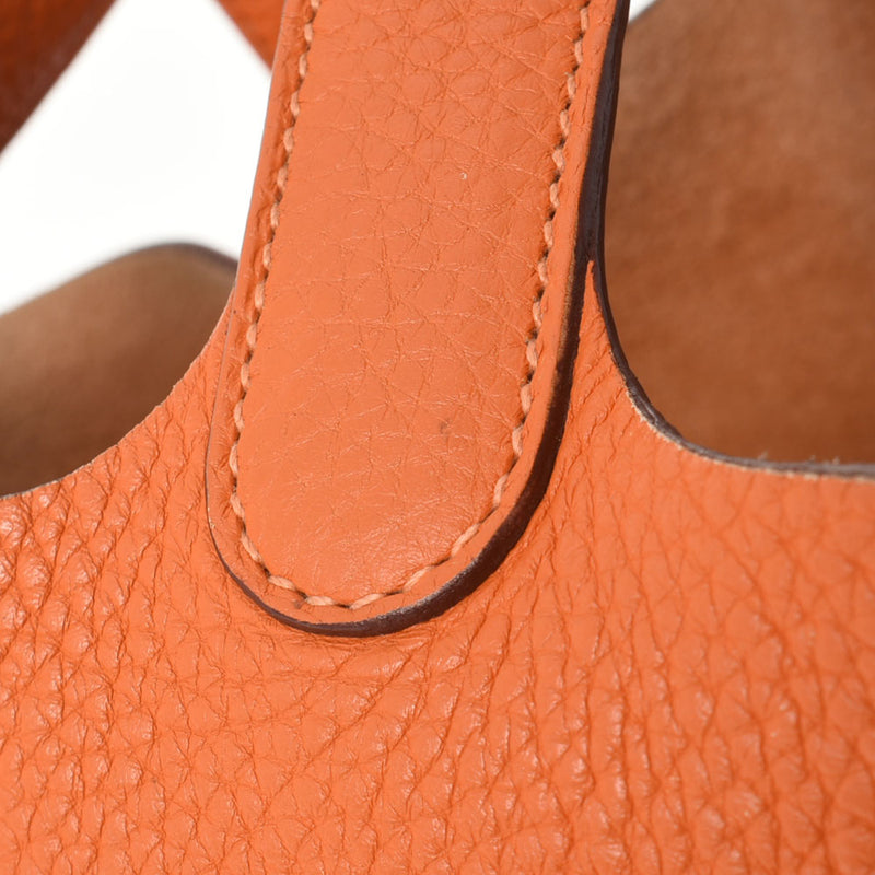 HERMES エルメス ピコタンロック PM  オレンジ シルバー金具 □M刻印(2009年頃) レディース トリヨンクレマンス ハンドバッグ Bランク 中古 銀蔵
