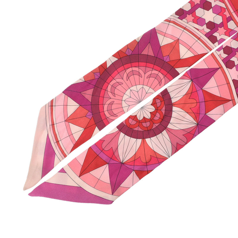 エルメスツイリー 旧タグ 幾何学花柄 ピンク レディース スカーフ
