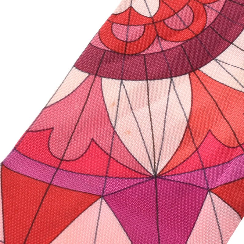 HERMES Hermes twilly old tag geometric flower pattern pink ladies silk 100 % scarf AB rank used Ginzo