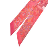 HERMES Hermes twilly old tag geometric floral pattern red ladies silk 100 % scarf AB rank used Ginzo