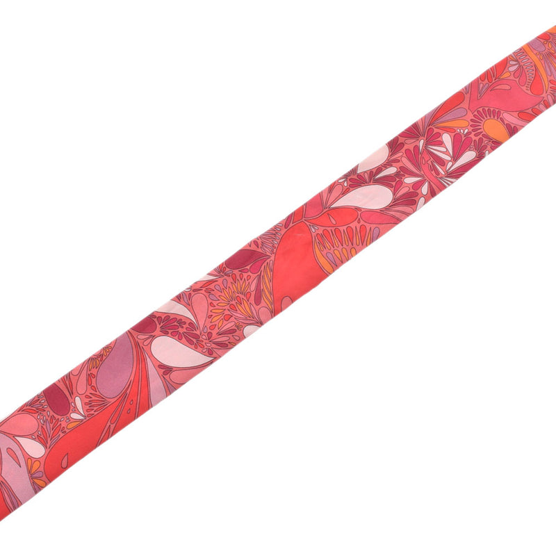 爱马仕爱马仕（Hermes Hermes）twilly旧标签几何花卉图案红色女士丝绸100％围巾AB级使用Ginzo