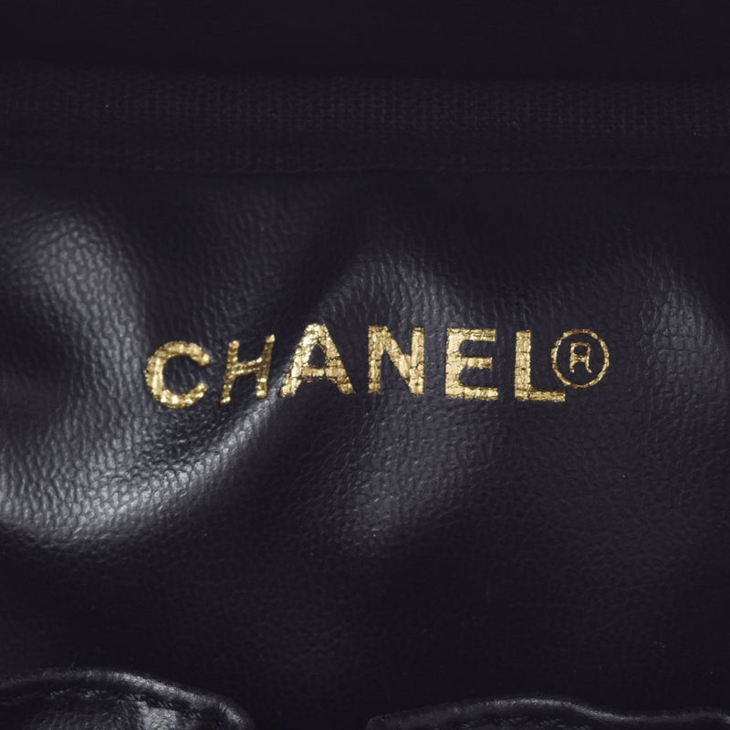 香奈儿香奈儿（Chanel Chanel）垂直洗手盆黑色金色支架女士鱼子酱皮肤手提包用ginzo
