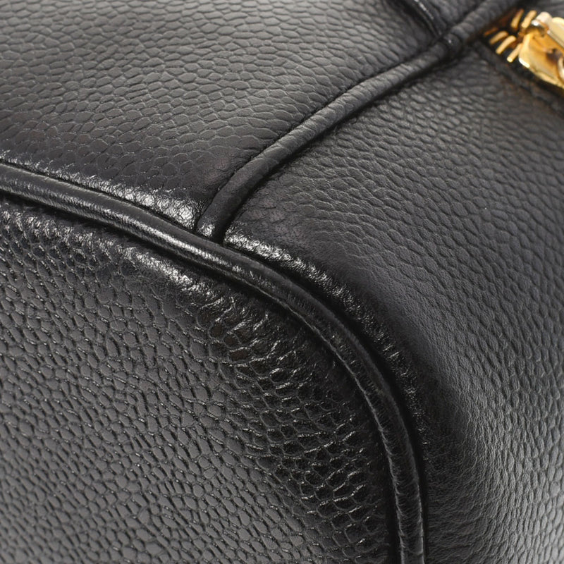 CHANEL Chanel Horizontal Vanity Black Gold Bracket Ladies Caviar Skin Handbag B Rank used Ginzo