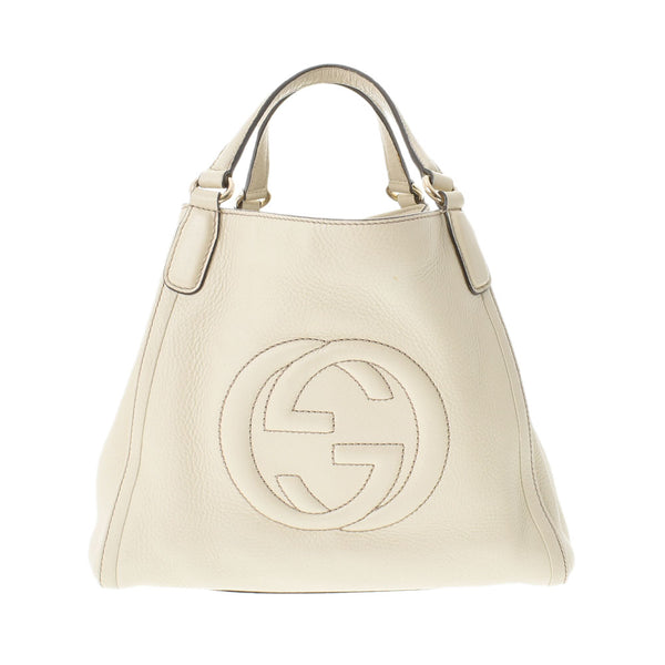 GUCCI Gucci Soho 2WAY Tote Bag Ivory Gold Bracket 336751 Ladies Calf Shoulder Bag B Rank Used Ginzo