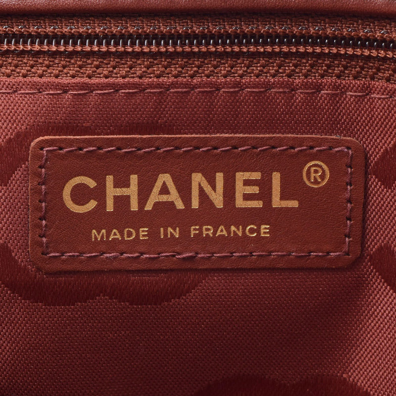 CHANEL Chanel Wild Stitch Tea Gold Bracket Ladies Calf Handbag AB Rank Used Ginzo