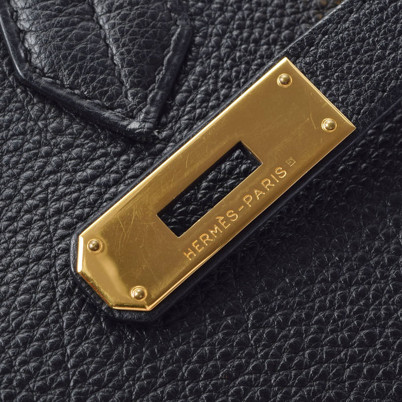 HERMES エルメス バーキン35 黒 ゴールド金具 □G刻印(2003年頃) ユニセックス トゴ ハンドバッグ ABランク 中古 銀蔵