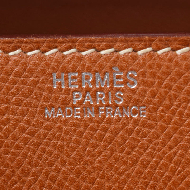 HERMES Hermes Kelly De Pesh 34 Cognac Silver Bracket □ H -engraved (around 2004) Men's Vo Epson Business Bag B Rank Used Ginzo