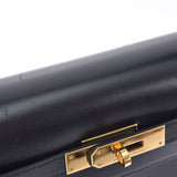 HERMES Hermes Hermes Kelly 32 outer sewing 2WAY Black Gold Bracket □ G engraved (around 2003) Ladies Box Carf Handbag A Rank Used Ginzo