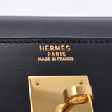 HERMES HERMES HERMES KELLY 32外缝制2way黑色金支架□G雕刻（大约2003年）女士盒子carf手提包A级使用Ginzo