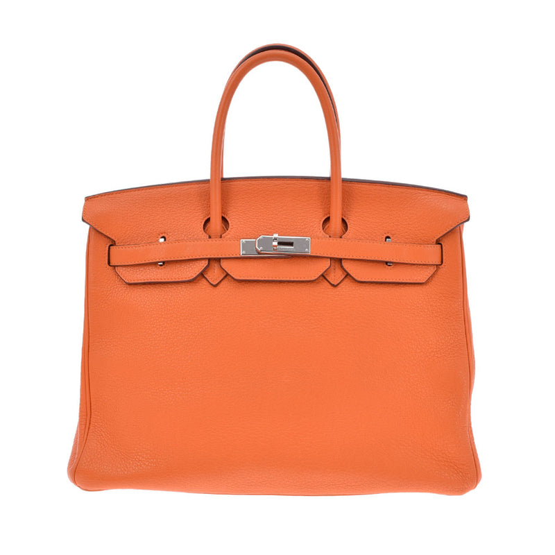 HERMES Hermes Birkin 35 Orange Silver Bracket □ L engraved (around 2008) Unisex Toryon Lemance Handbag B Rank used Ginzo