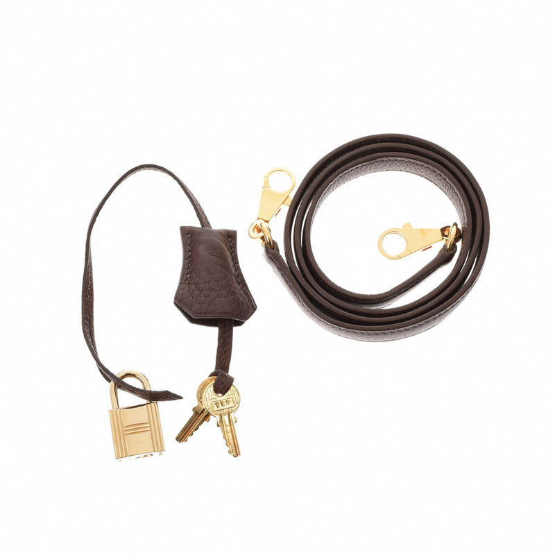 HERMES エルメス ボリード 37 茶 ゴールド金具 □F刻印(2002年頃) レディース トリヨンクレマンス ハンドバッグ ABランク 中古 銀蔵