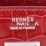 HERMES Hermes Birkin 30 Blaze Silver Bracket □ H -engraved (around 2004) Ladies Porosus Diamond/WG Handbag A Rank Used Ginzo