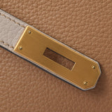 HERMES HERMES HERMES 35 Tricolor Tabak/Tea/Aljir Mat Gold Bracket□G雕刻（2003年左右）女士Toryon Toryon清洁手袋AB级二手Ginzo