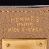 HERMES エルメス ケリー35 トリコロール タバック/茶/アルジル マットゴールド金具 □G刻印(2003年頃) レディース トリヨンクレマンス ハンドバッグ ABランク 中古 銀蔵