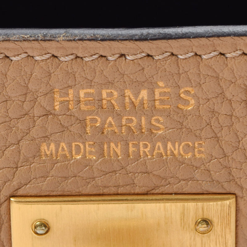 HERMES HERMES HERMES 35 Tricolor Tabak/Tea/Aljir Mat Gold Bracket□G雕刻（2003年左右）女士Toryon Toryon清洁手袋AB级二手Ginzo