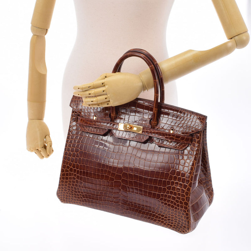 HERMES Hermes Birkin 35 Meir Gold Bracket □ H -engraved (around 2004) Ladies Porosus Handbag A Rank used Ginzo