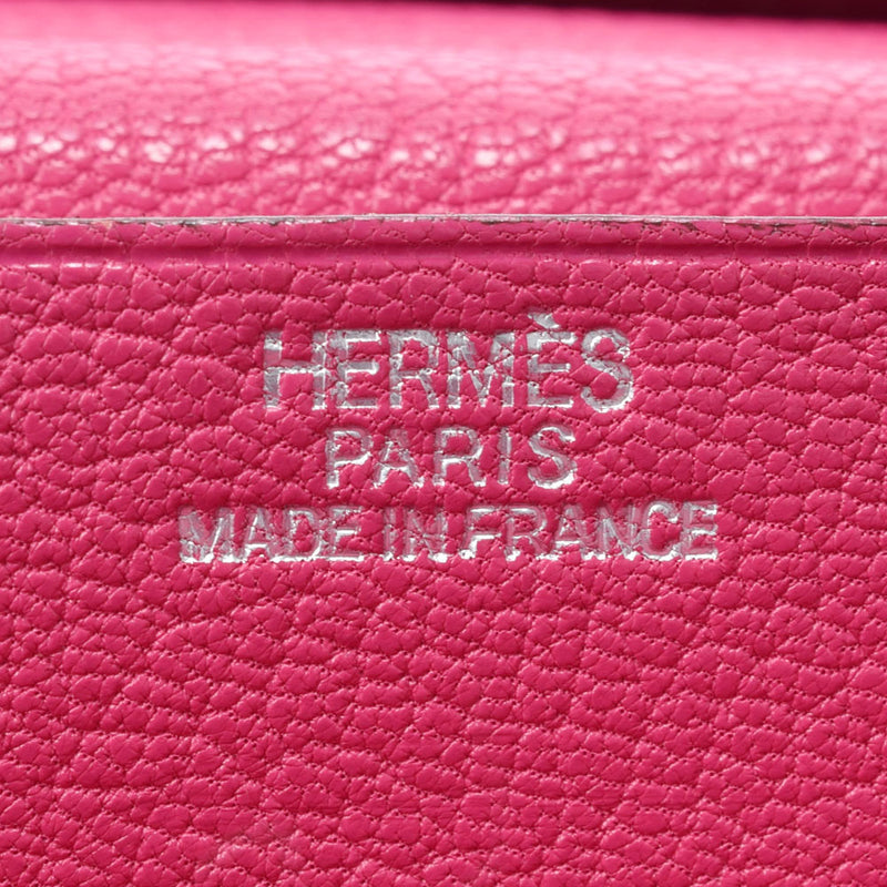 HERMES Hermes Beans France Rose Shocking Silver Bracket □ J engraved (around 2006) Ladies Shable Long Wallet B Feden Ginzo
