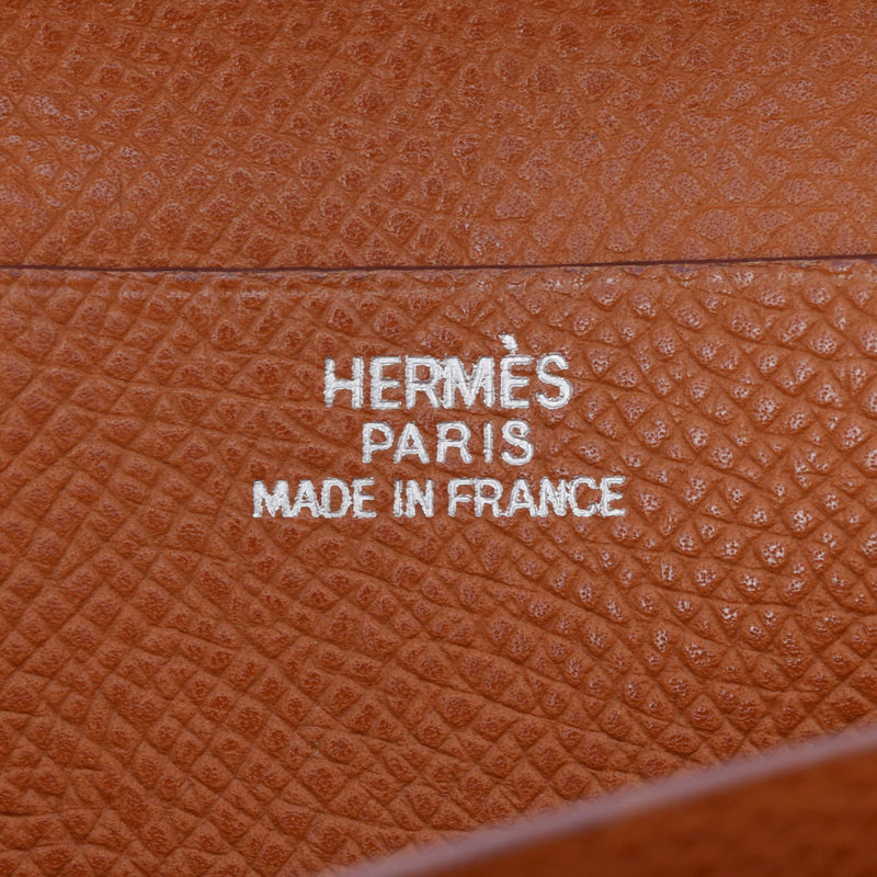 HERMES Hermes Bears Freet Cognac Silver Bracket □ H -engraved (around 2004) Unisex Vo Epson Long Wallet B Feden Ginzo