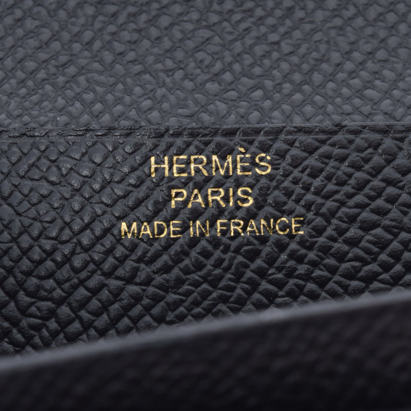 爱马仕爱马仕（Hermes Hermes）熊弗莱克（Freque）黑金支架X雕刻（大约在2016年）女士Vo Epson Long Wallet Ab Rank Rank使用Ginzo