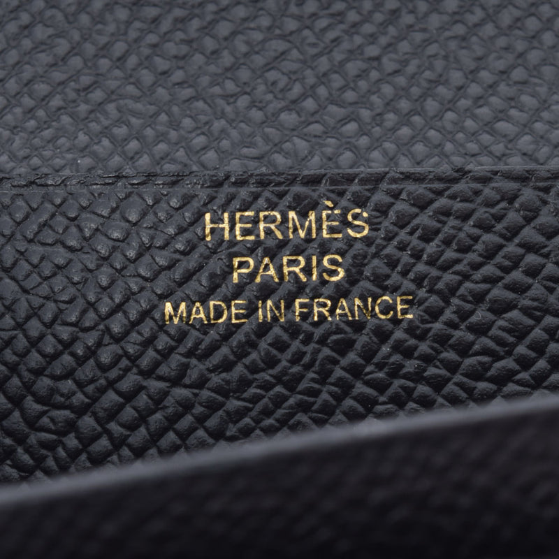 HERMES エルメス ベアンスフレ 黒 ゴールド金具 X刻印(2016年頃) レディース ヴォーエプソン 長財布 ABランク 中古 銀蔵