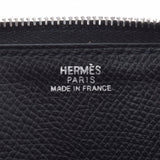 HERMES Hermes Azaplong Black Silver Bracket □ I engraved (around 2005) Ladies Vo Epson Long Wallet AB Rank Used Ginzo