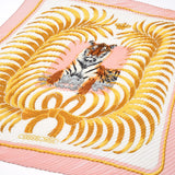 HERMES Hermes Pleated Curf Tiger pattern Light Pink Ladies Silk 100 % Scarf AB Rank used Ginzo