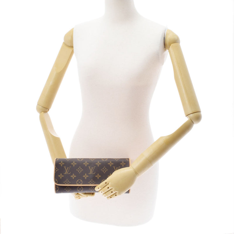 路易威顿路易·维顿（Louis Vuitton）路易威登（Louis Vuitton）会标pochette pochette twin gm棕色M51852女士会标帆布肩袋一个二手Ginzo
