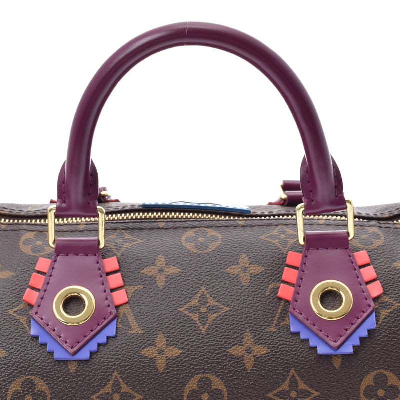 路易威顿路易斯·维顿（Louis Vuitton）Monogram Totem Speedy 30棕色/粉红色M41666女士手提包级别使用Ginzo