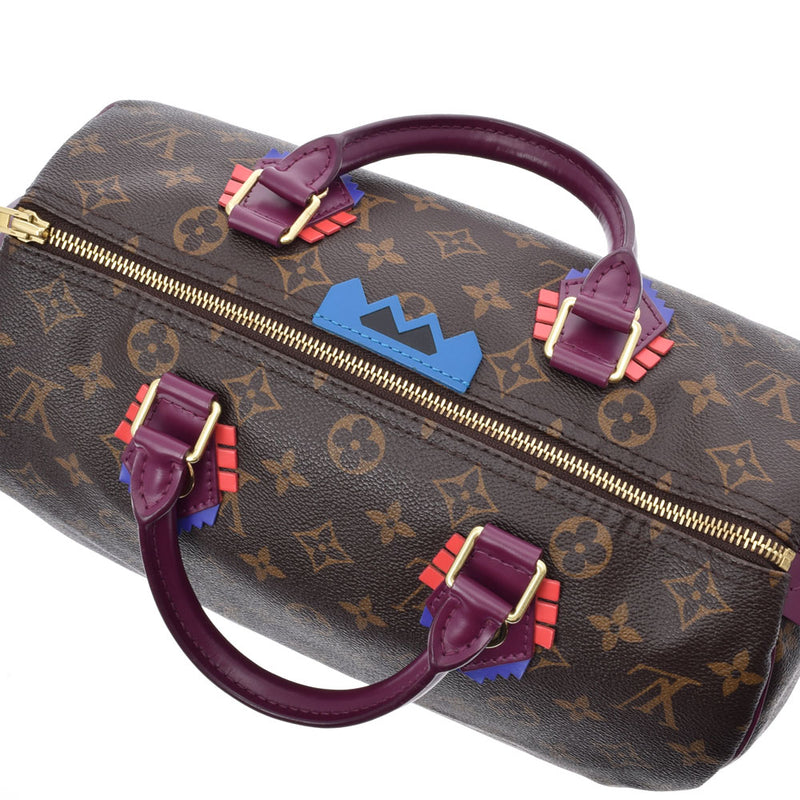 LOUIS VUITTON ルイヴィトン モノグラム トーテム スピーディ30 ブラウン/ピンク系 M41666 レディース ハンドバッグ Aランク 中古 銀蔵