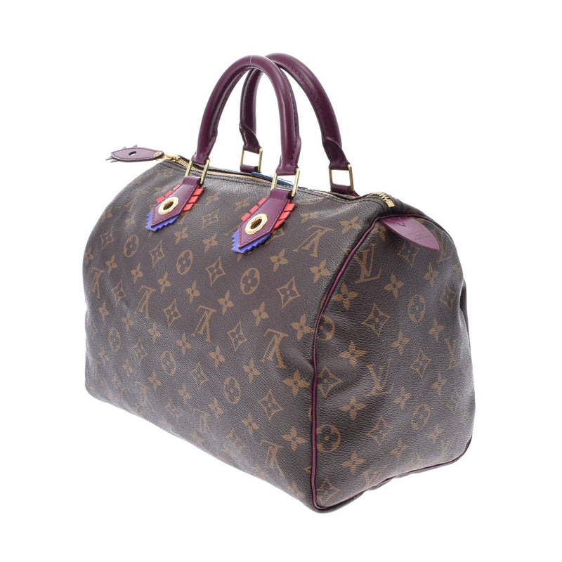 路易威顿路易斯·维顿（Louis Vuitton）Monogram Totem Speedy 30棕色/粉红色M41666女士手提包级别使用Ginzo