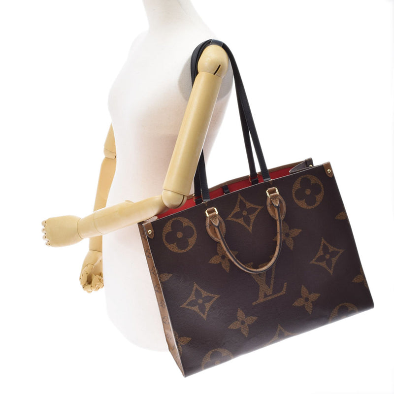 LOUIS VUITTON ルイヴィトン モノグラム ジャイアントオンザゴー GM ブラウン M44576 ユニセックス モノグラムキャンバス 2WAYバッグ ABランク 中古 銀蔵