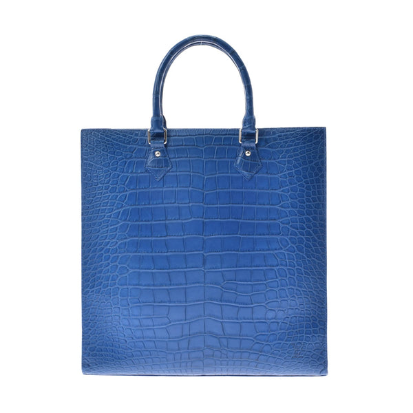 LOUIS VUITTON Louis Vuitton Exotic Leather Sack Plastic Blue Ladies Crocodile Handbag AB Rank Used Ginzo