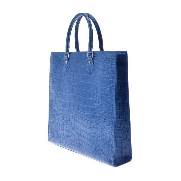 LOUIS VUITTON Louis Vuitton Exotic Leather Sack Plastic Blue Ladies Crocodile Handbag AB Rank Used Ginzo