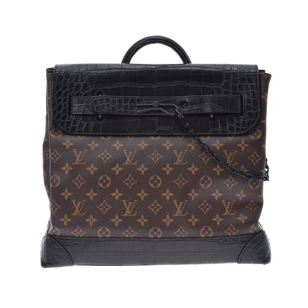 LOUIS VUITTON ルイヴィトン モノグラム エキゾチック スティーマーPM 2WAY ブラウン/黒 N96215 メンズ クロコダイル ハンドバッグ Aランク 中古 銀蔵