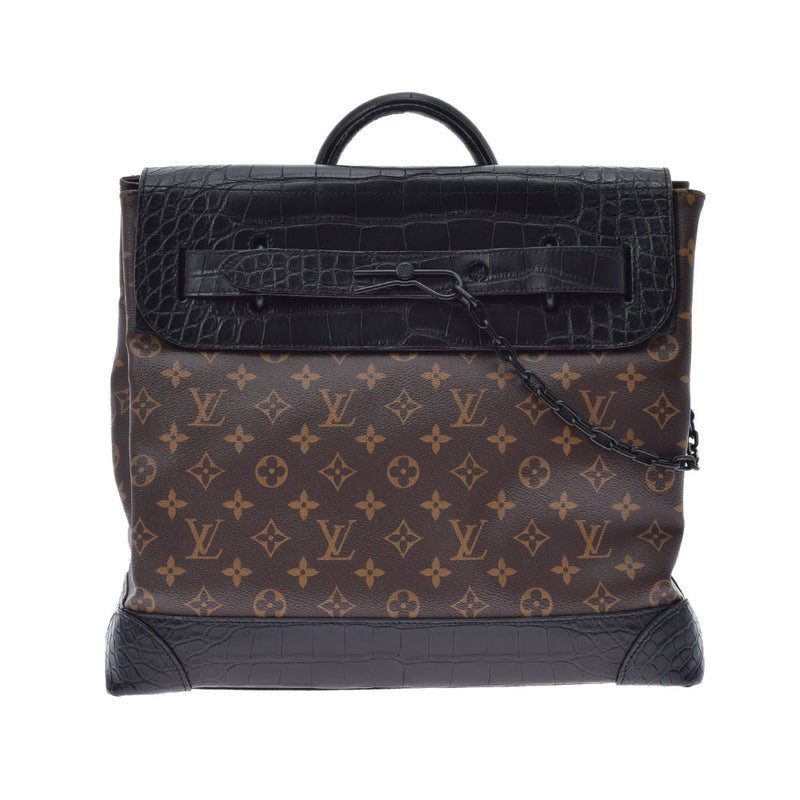 LOUIS VUITTON Louis Vuitton Monogram Exotic Steamer PM 2WAY Brown/Black N96215 Men's Crocodile Handbag A Rank used Ginzo