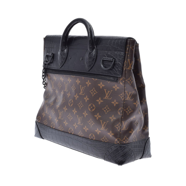 LOUIS VUITTON Louis Vuitton Monogram Exotic Steamer PM 2WAY Brown/Black N96215 Men's Crocodile Handbag A Rank used Ginzo