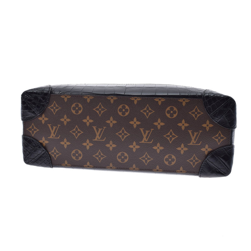 路易威顿路易·维顿（Louis Vuitton），路易威登（Louis Vuitton）会标奇异的蒸锅PM 2WAY BROWN/BLACK N96215男士鳄鱼手提包A级使用Ginzo