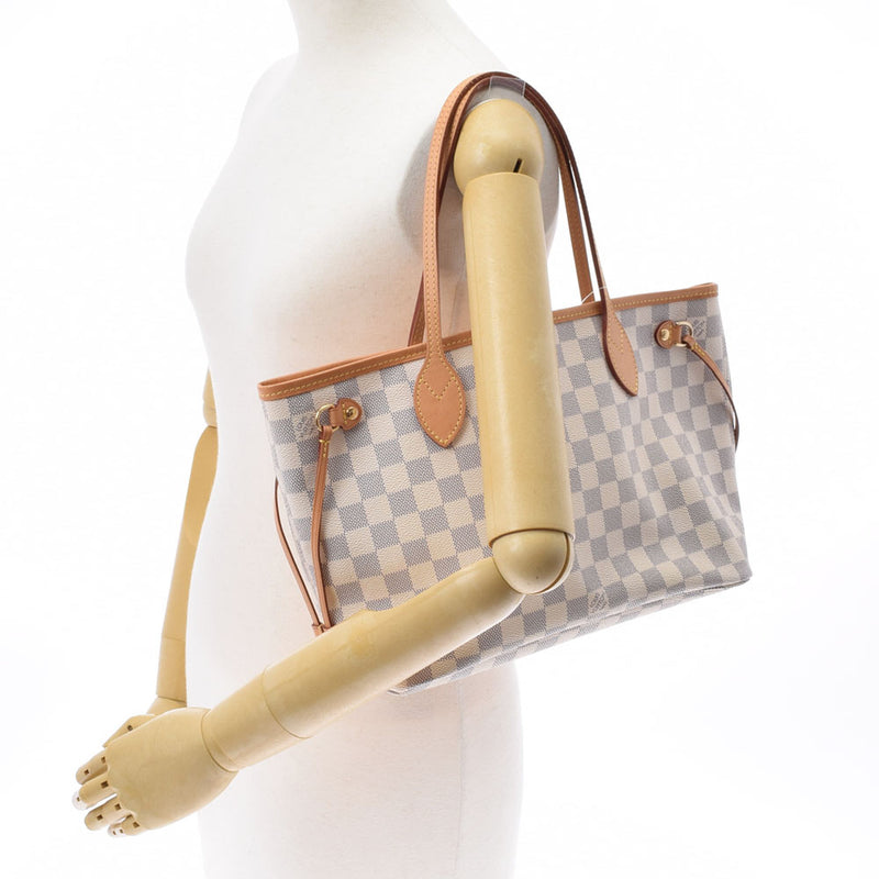 LOUIS VUITTON Louis Vuitton Damier Azur Never Frle PM White N41362 Ladies Handbag AB Rank Used Ginzo