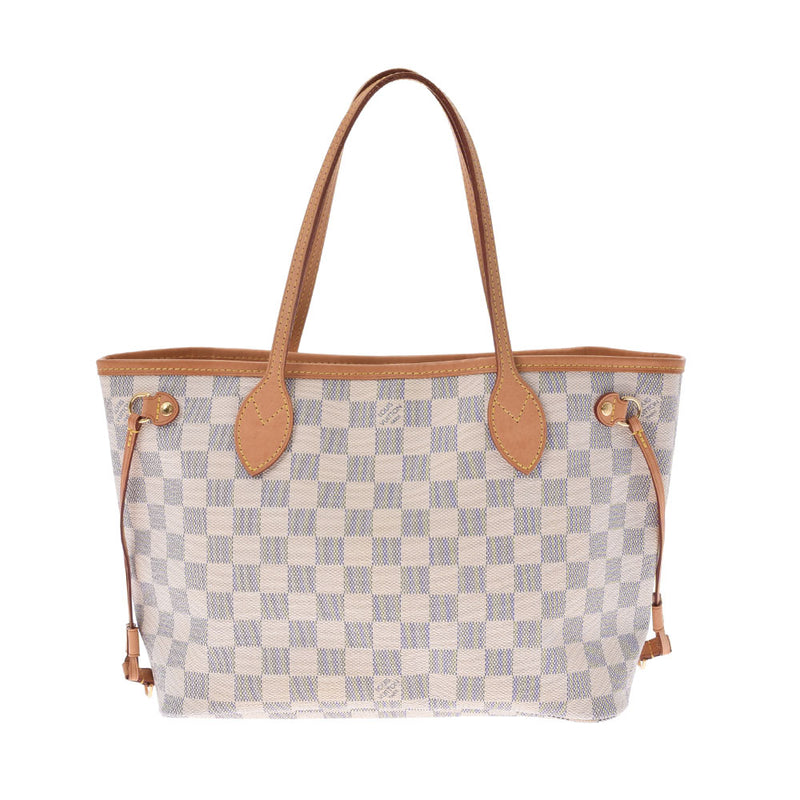 LOUIS VUITTON Louis Vuitton Damier Azur Never Frle PM White N41362 Ladies Handbag AB Rank Used Ginzo