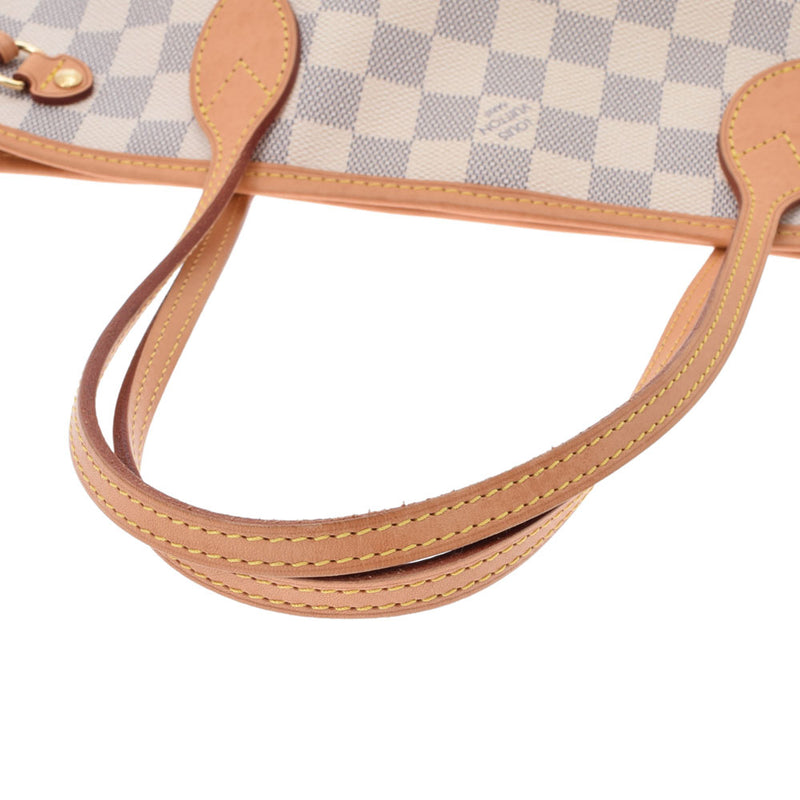 LOUIS VUITTON Louis Vuitton Damier Azur Never Frle PM White N41362 Ladies Handbag AB Rank Used Ginzo