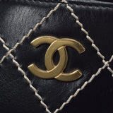 香奈儿香奈儿野生针迹黑色金架女士小腿手提包B等级用ginzo