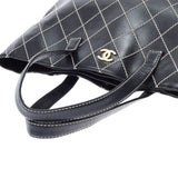 香奈儿香奈儿野生针迹黑色金架女士小腿手提包B等级用ginzo