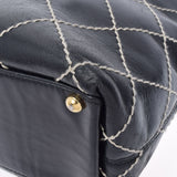 香奈儿香奈儿野生针迹黑色金架女士小腿手提包B等级用ginzo