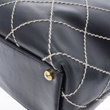 香奈儿香奈儿野生针迹黑色金架女士小腿手提包B等级用ginzo