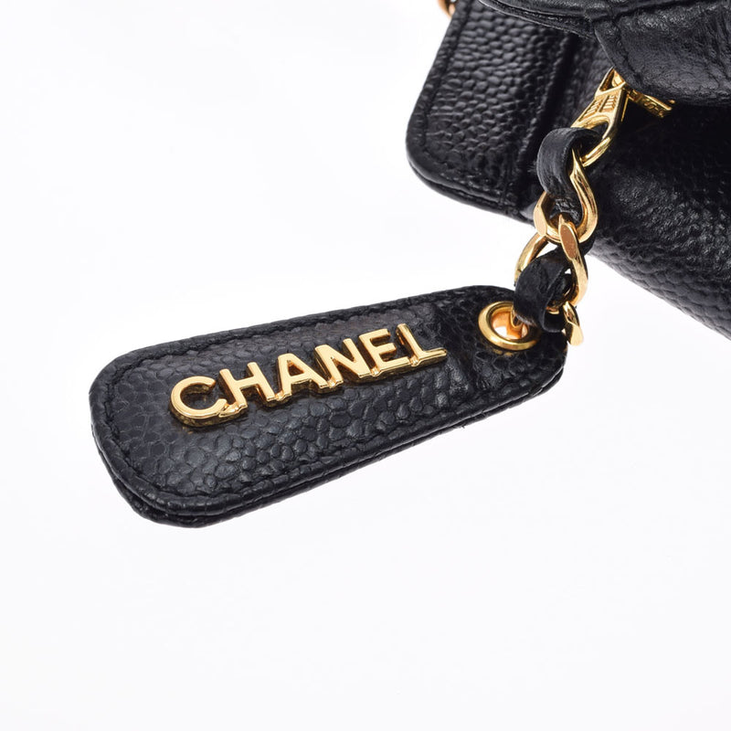 CHANEL シャネル チェーン 黒 ゴールド金具 レディース   キャビアスキン トートバッグ Bランク 中古 銀蔵