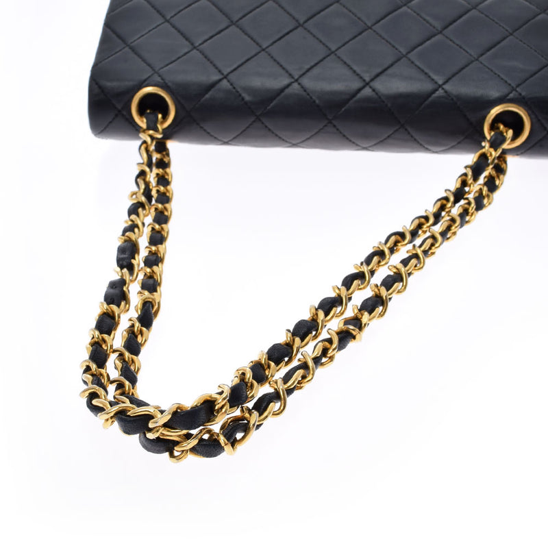 CHANEL Chanel Matrasse Chain Black Gold Bracket Ladies Ram Skin Shoulder Bag B Rank used Ginzo