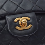 香奈儿Chanel Matrasse连锁店黑色金色支架女士RAM皮肤肩带B等级使用Ginzo