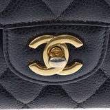 香奈儿Chanel Matrasse链肩25厘米黑色金支架女士垫子鱼子酱皮肤肩袋用ginzo