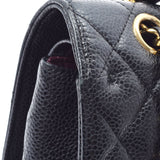 香奈儿Chanel Matrasse链肩25厘米黑色金支架女士垫子鱼子酱皮肤肩袋用ginzo