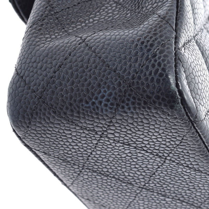 香奈儿Chanel Matrasse链肩25厘米黑色金支架女士垫子鱼子酱皮肤肩袋用ginzo